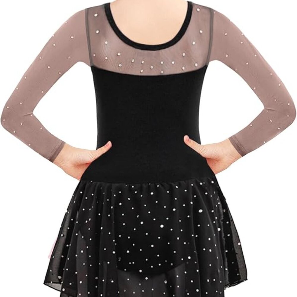 Black Ballet Leotard Dress w/ rhinestones - Kids Sz 7